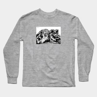 A couple of dogs just resting together. Long Sleeve T-Shirt